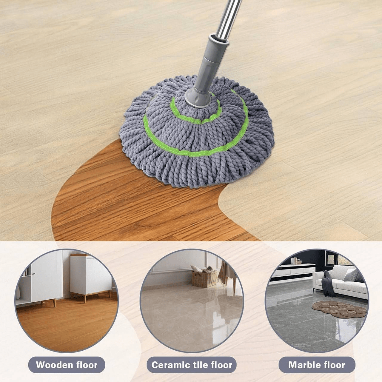 Home Cleaning Mop – Super Absorbent & Easy-Wring Floor Cleaner
