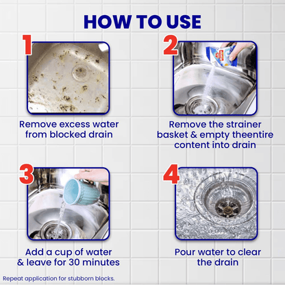 Drain Cleaner Powder PowerClean – Fast-Acting Clog Remover (50gX4=200g)